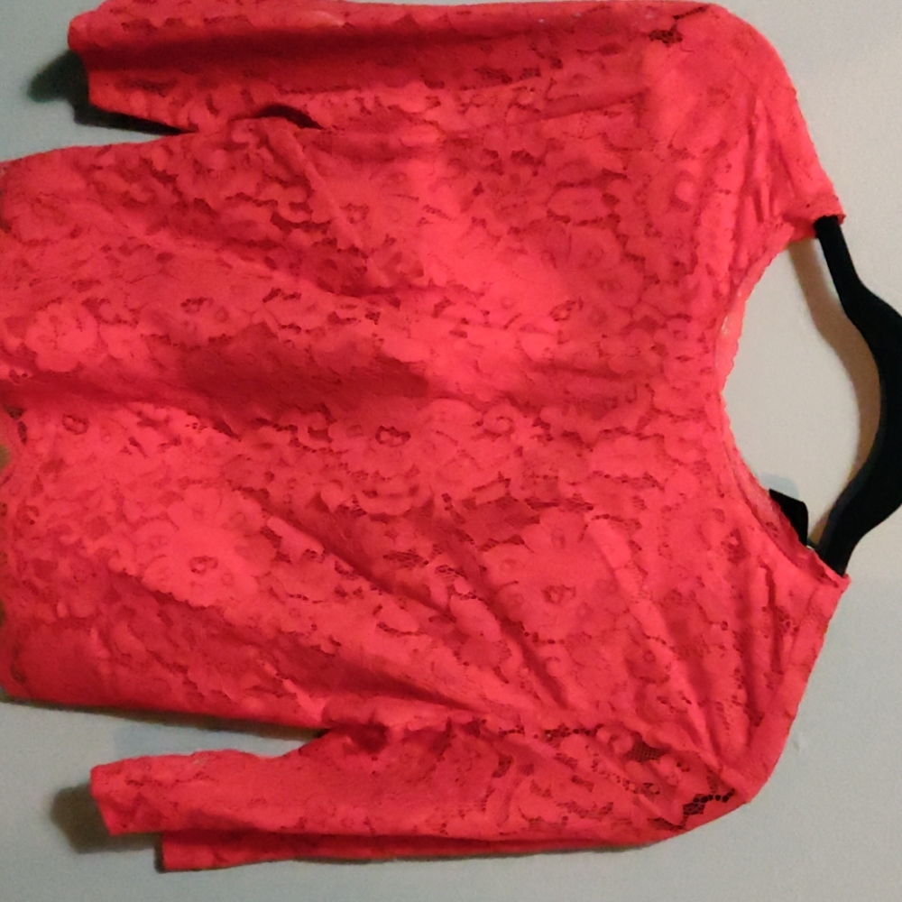Red floral lace top